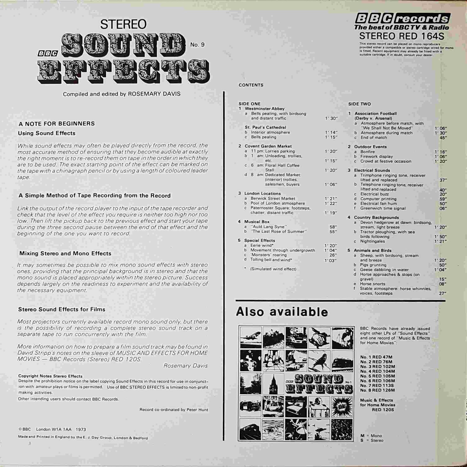 Picture of RED 164 Sound effects no. 9 by artist Various from the BBC records and Tapes library